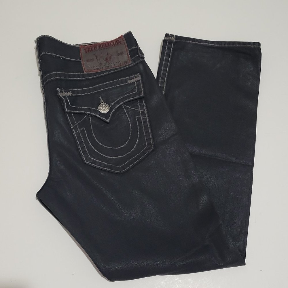 True Religion Ricky Super T Black Jeans Size 38